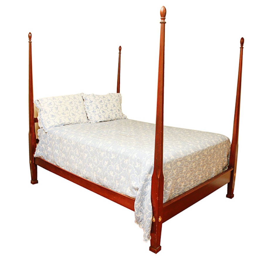 Vintage Sheraton Style Full Size Four Poster Bed Frame