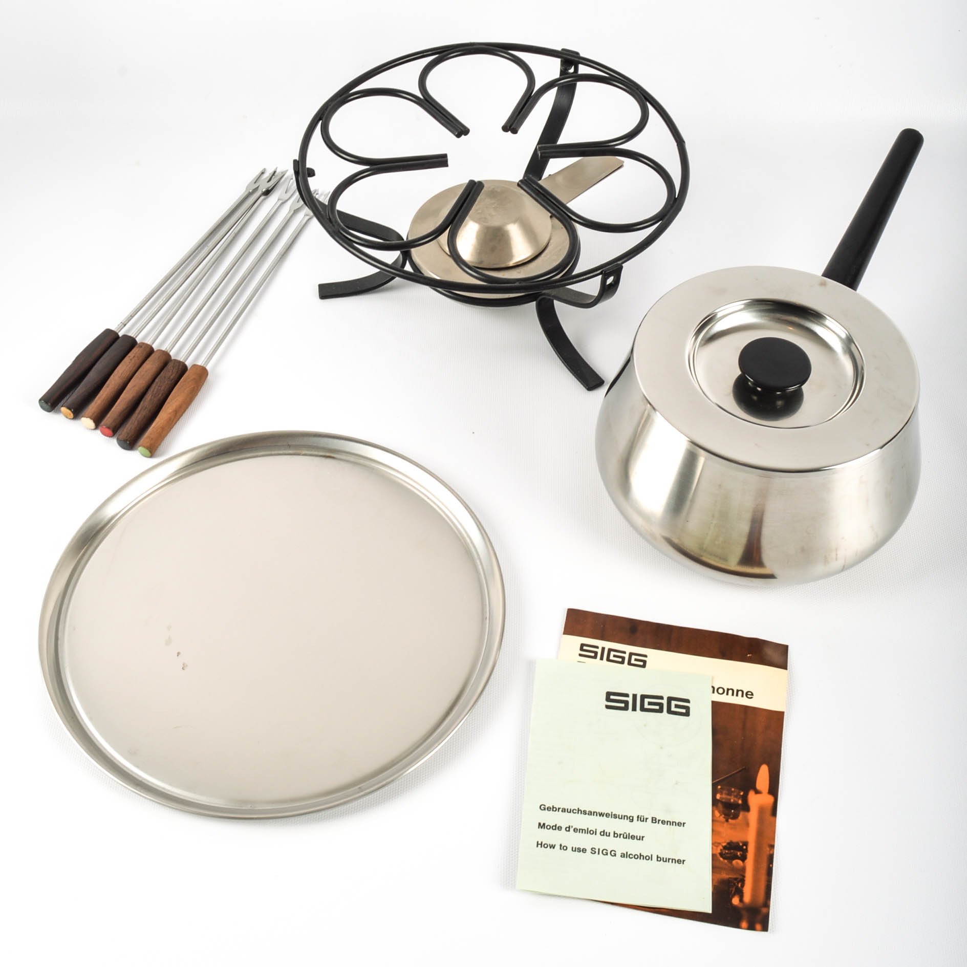 Vintage Sigg Fondue Pot and Buffet Items