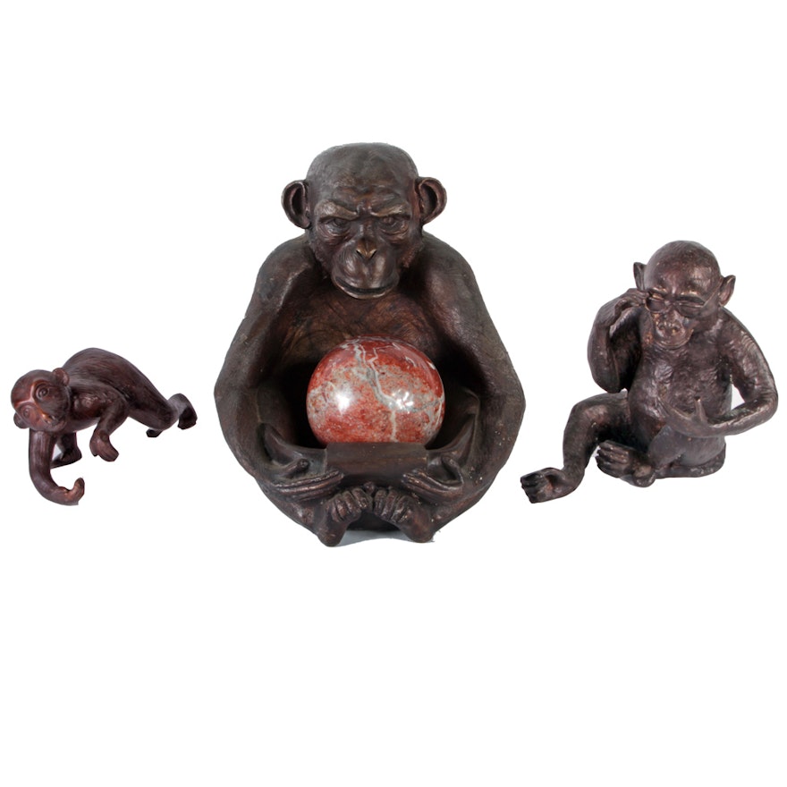 Collection of Bronze Monkey Figures