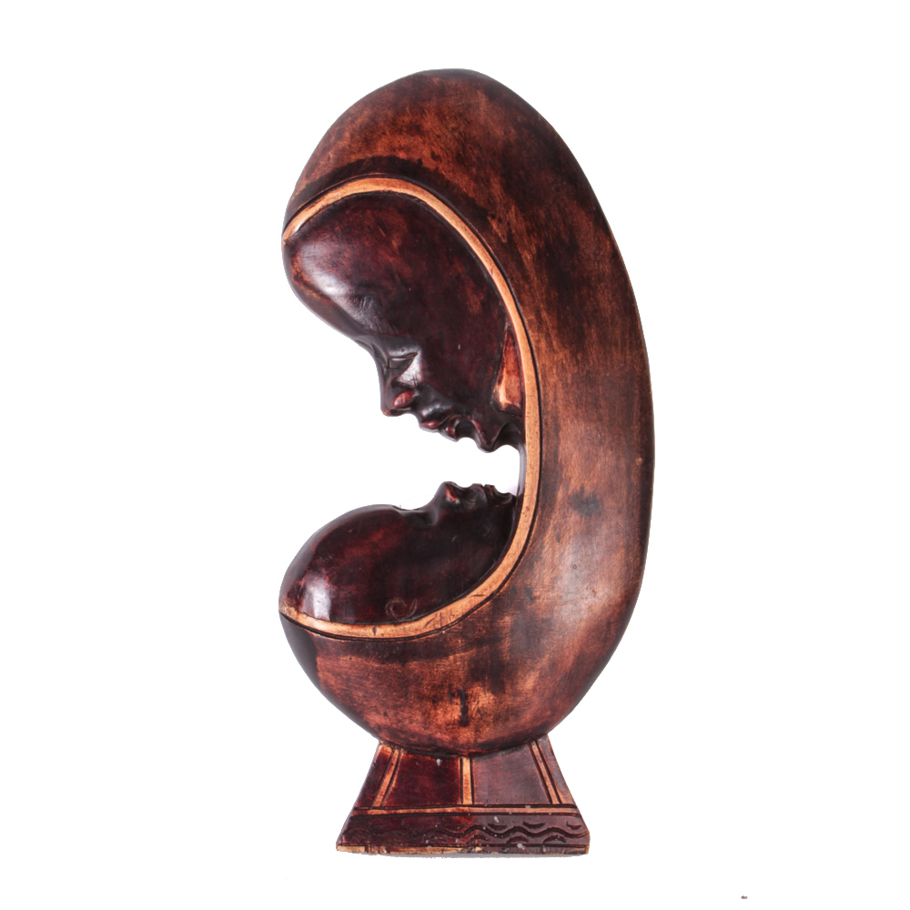 African Handcrafted Mother and Child Wood Carving