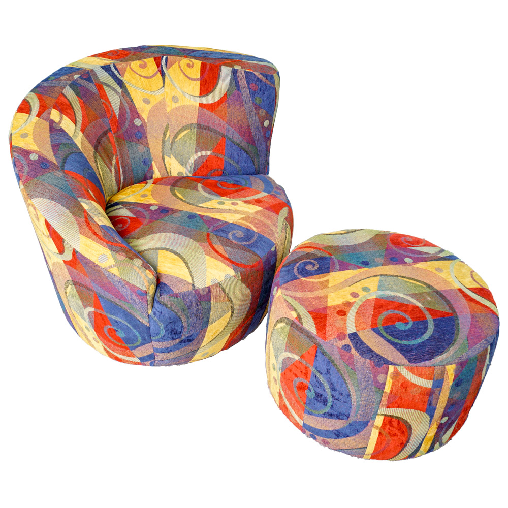 Colorful Contemporary Chair and Ottoman
