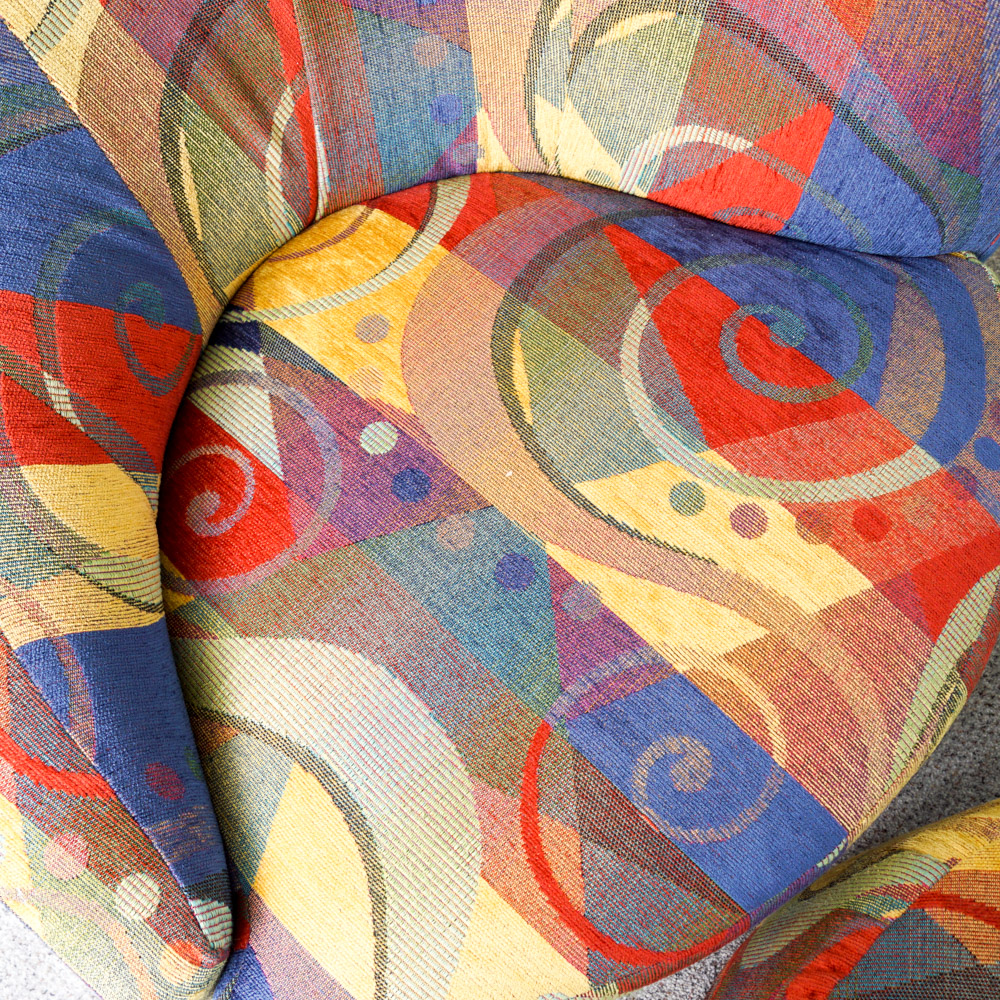 Colorful Contemporary Chair and Ottoman