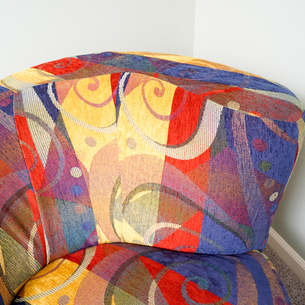 Colorful Contemporary Chair and Ottoman