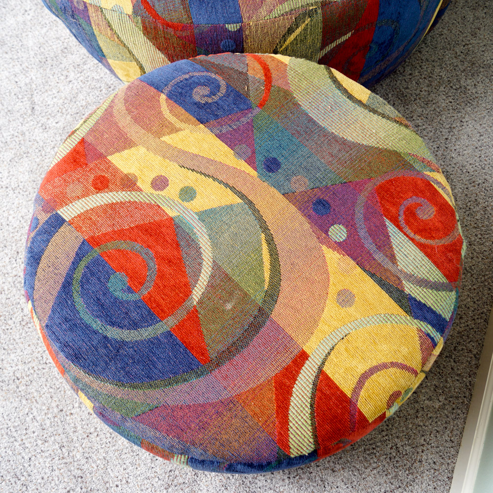 Colorful Contemporary Chair and Ottoman