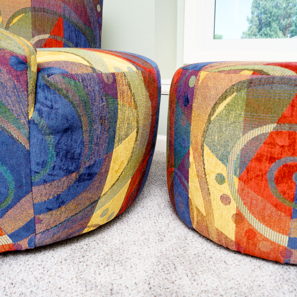 Colorful Contemporary Chair and Ottoman