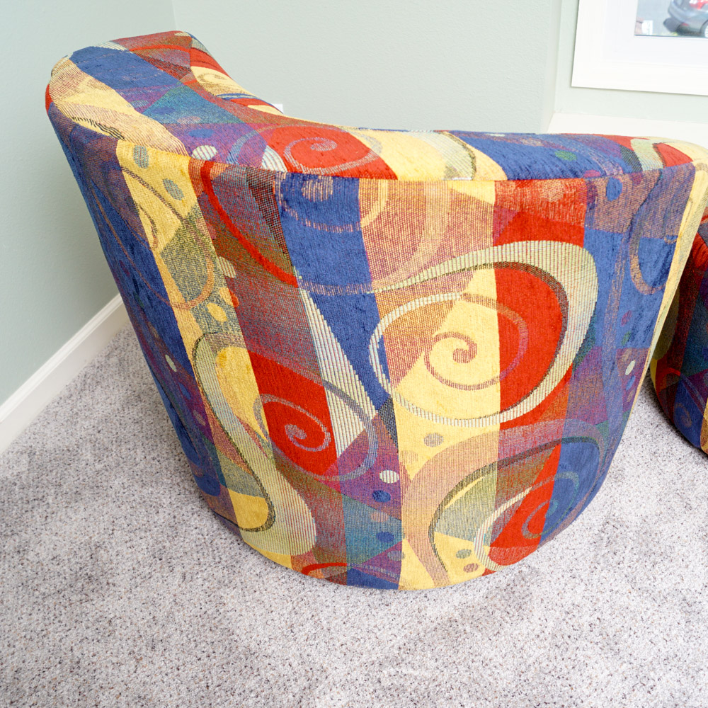 Colorful Contemporary Chair and Ottoman