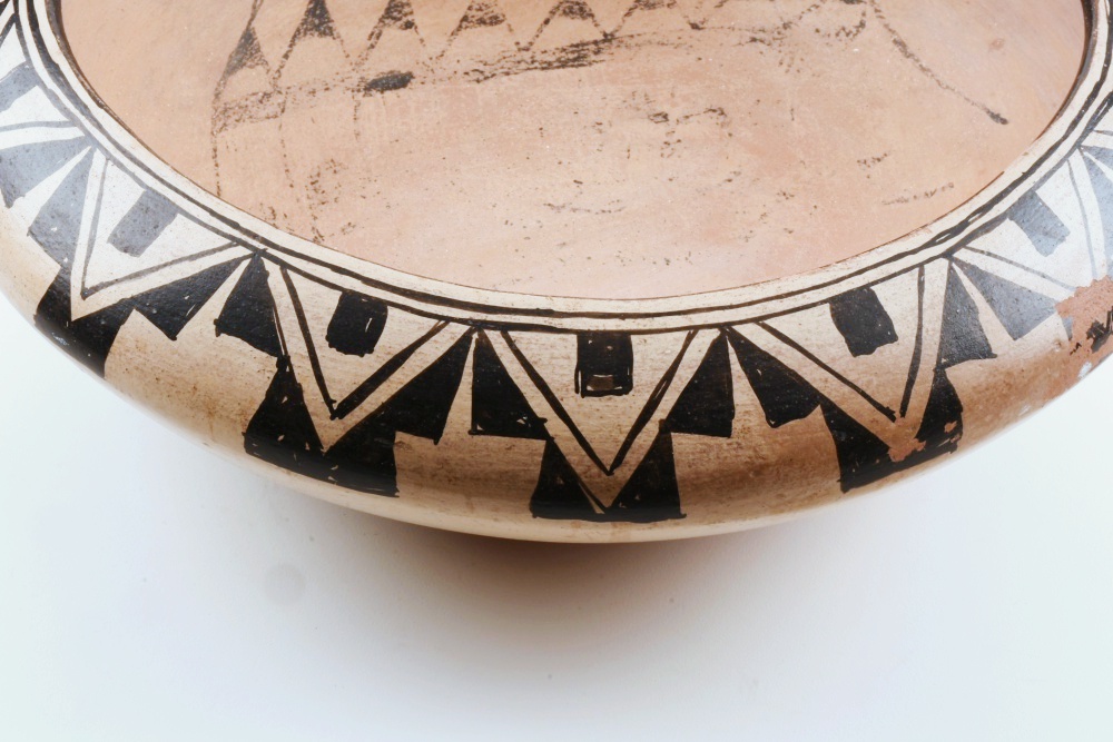20th Century Santo Domingo Pottery Bowl and Canteen