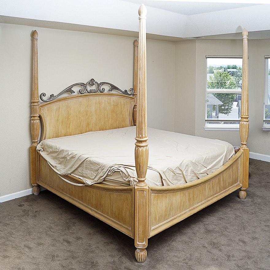 Henredon Neoclassical Inspired Four Poster King Bed Frame