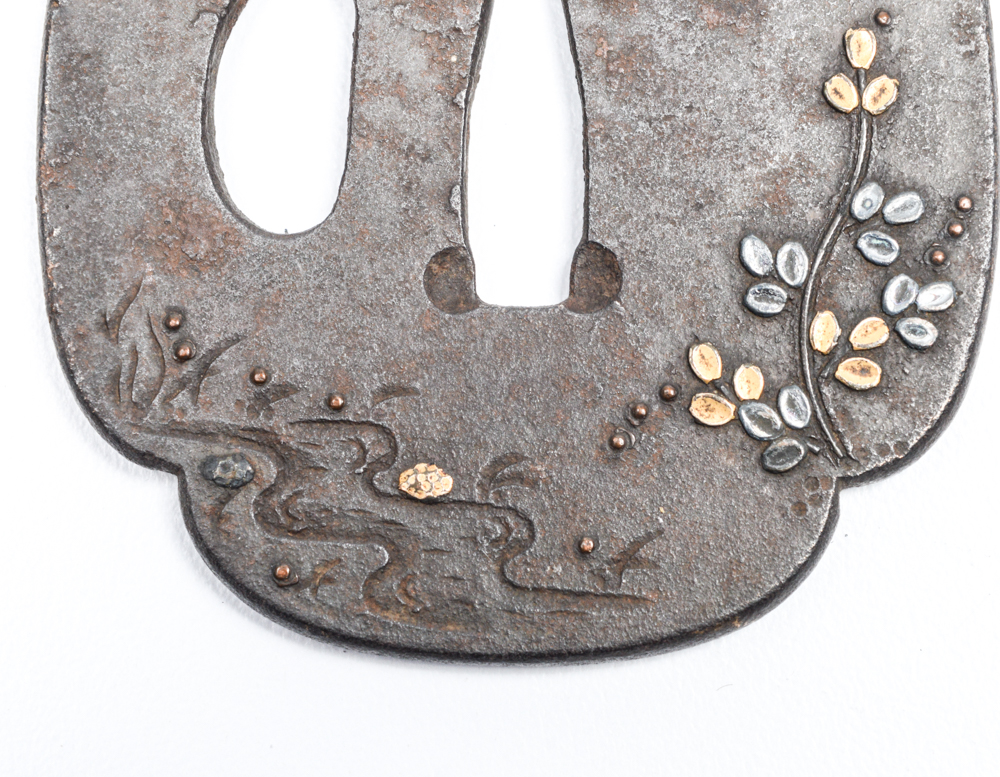 Antique Japanese Tsuba Sword Guard with Bat