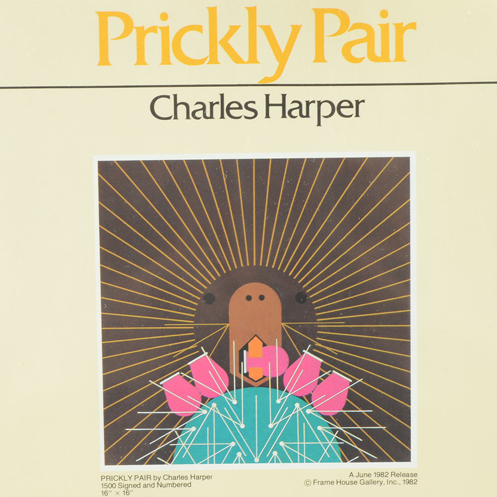 Charley Harper Signed Limited Edition Serigraph "Prickly Pair"