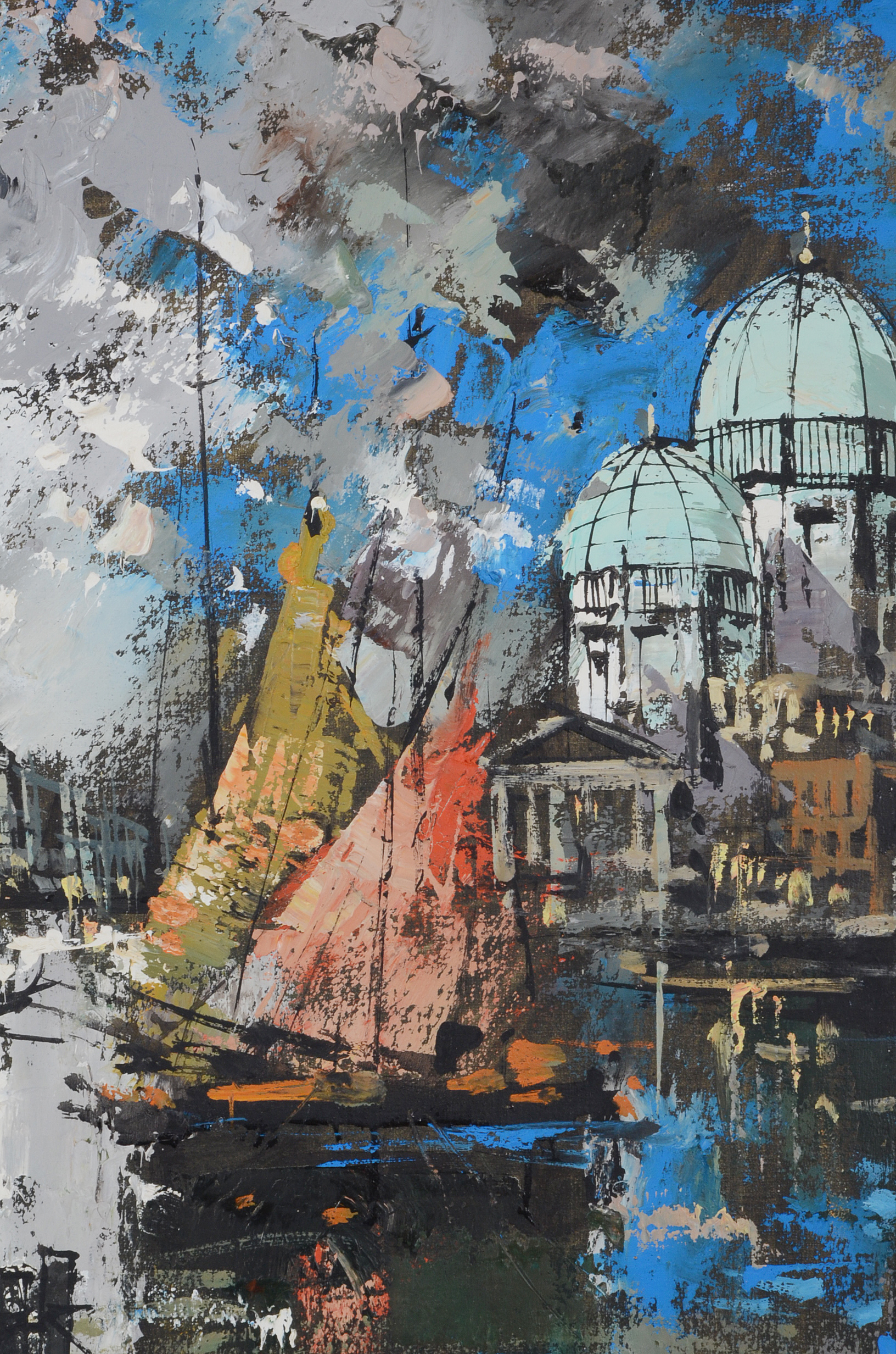 A. Girard Original Acrylic and Oil on Canvas "Venice Canal"