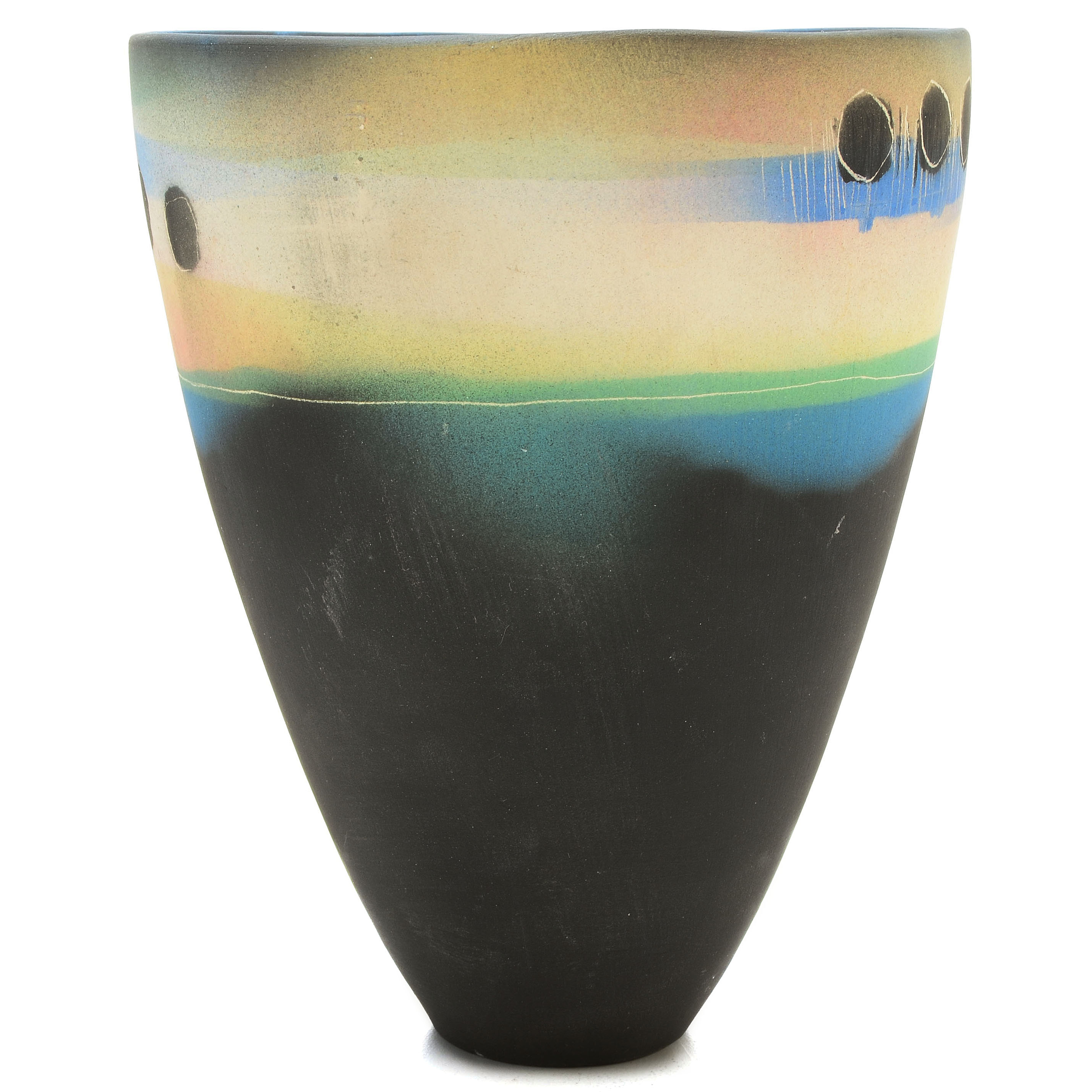 Contemporary Hand Thrown and Hand Painted Vase