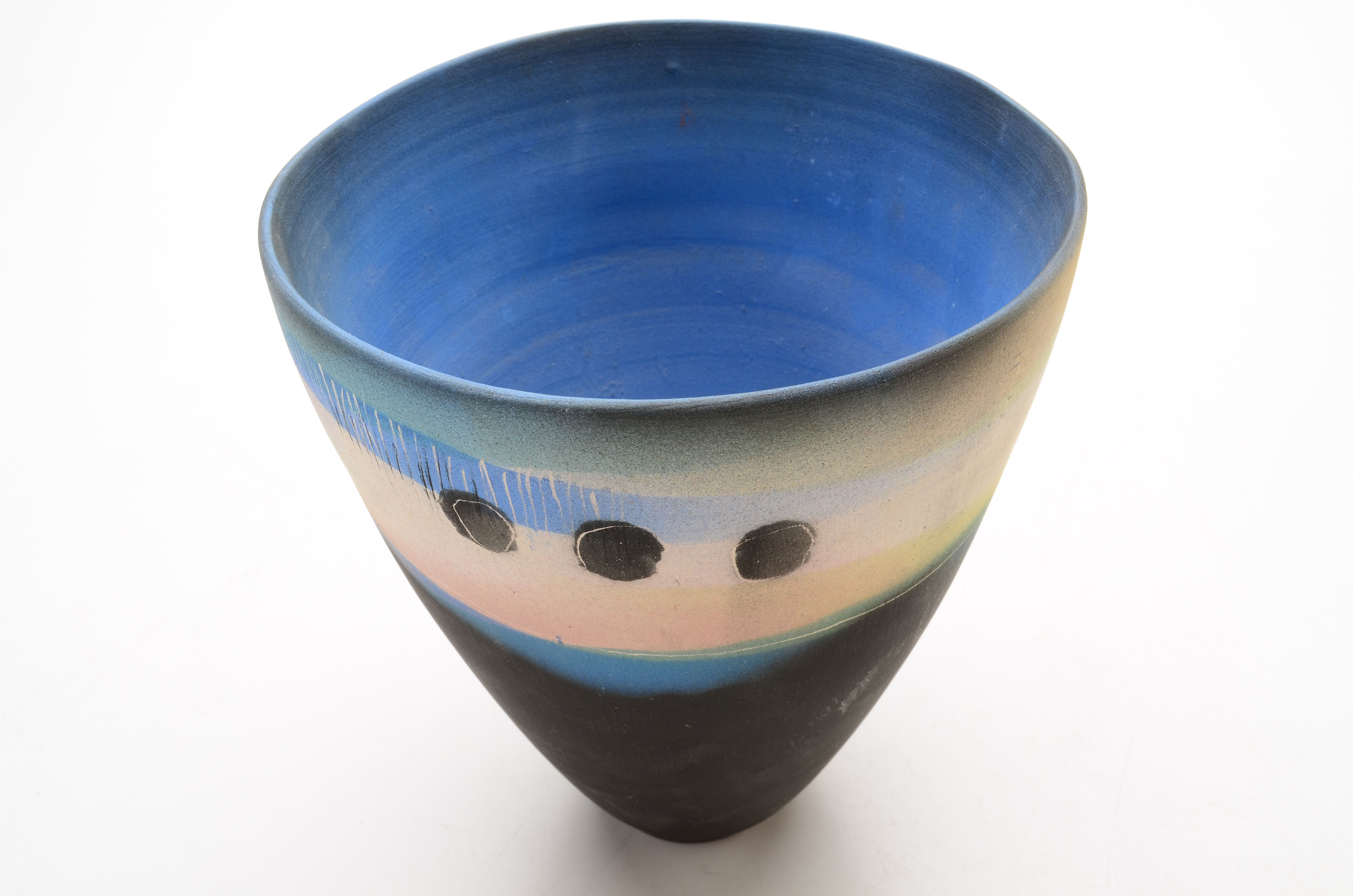 Contemporary Hand Thrown and Hand Painted Vase