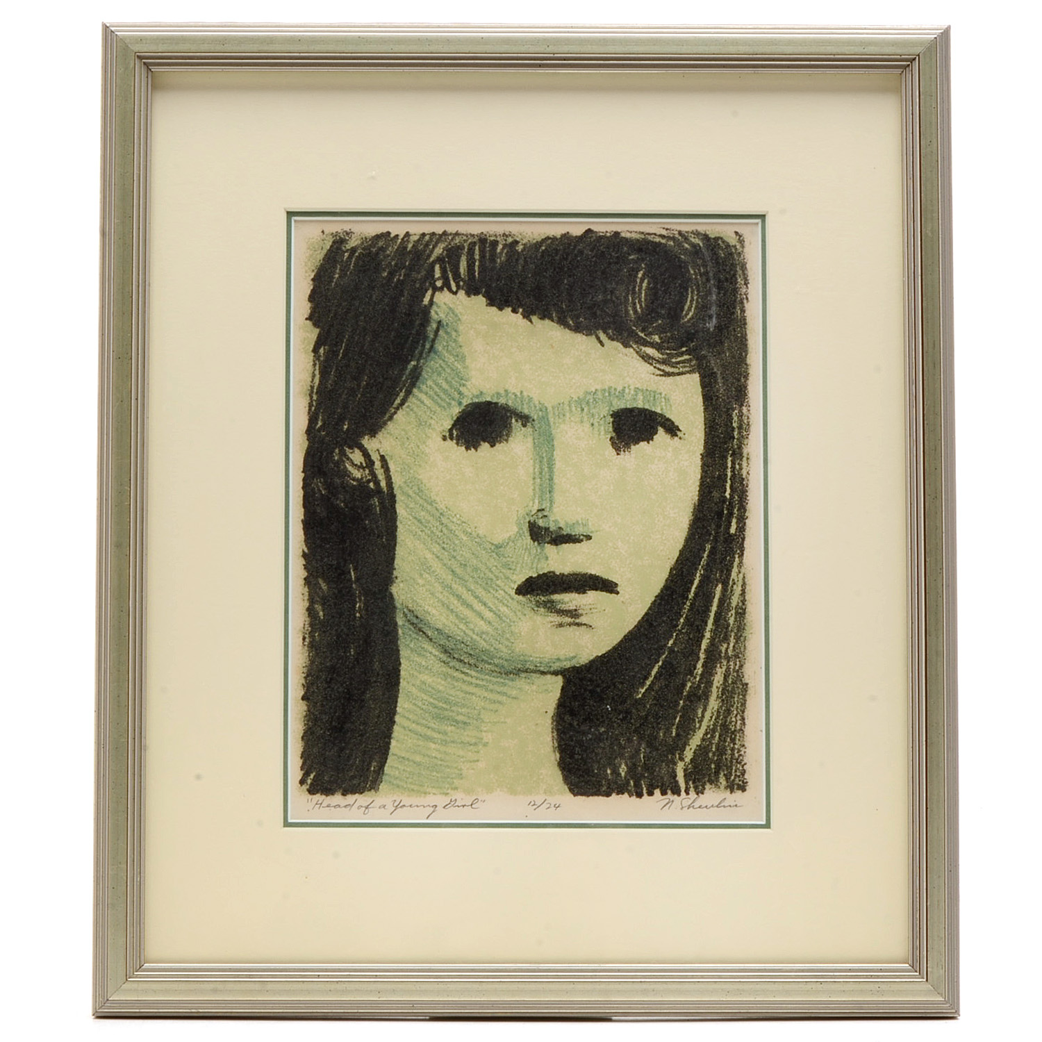 N. Shevlin Signed Limited Edition Stone Lithograph "Head of a Young Girl"