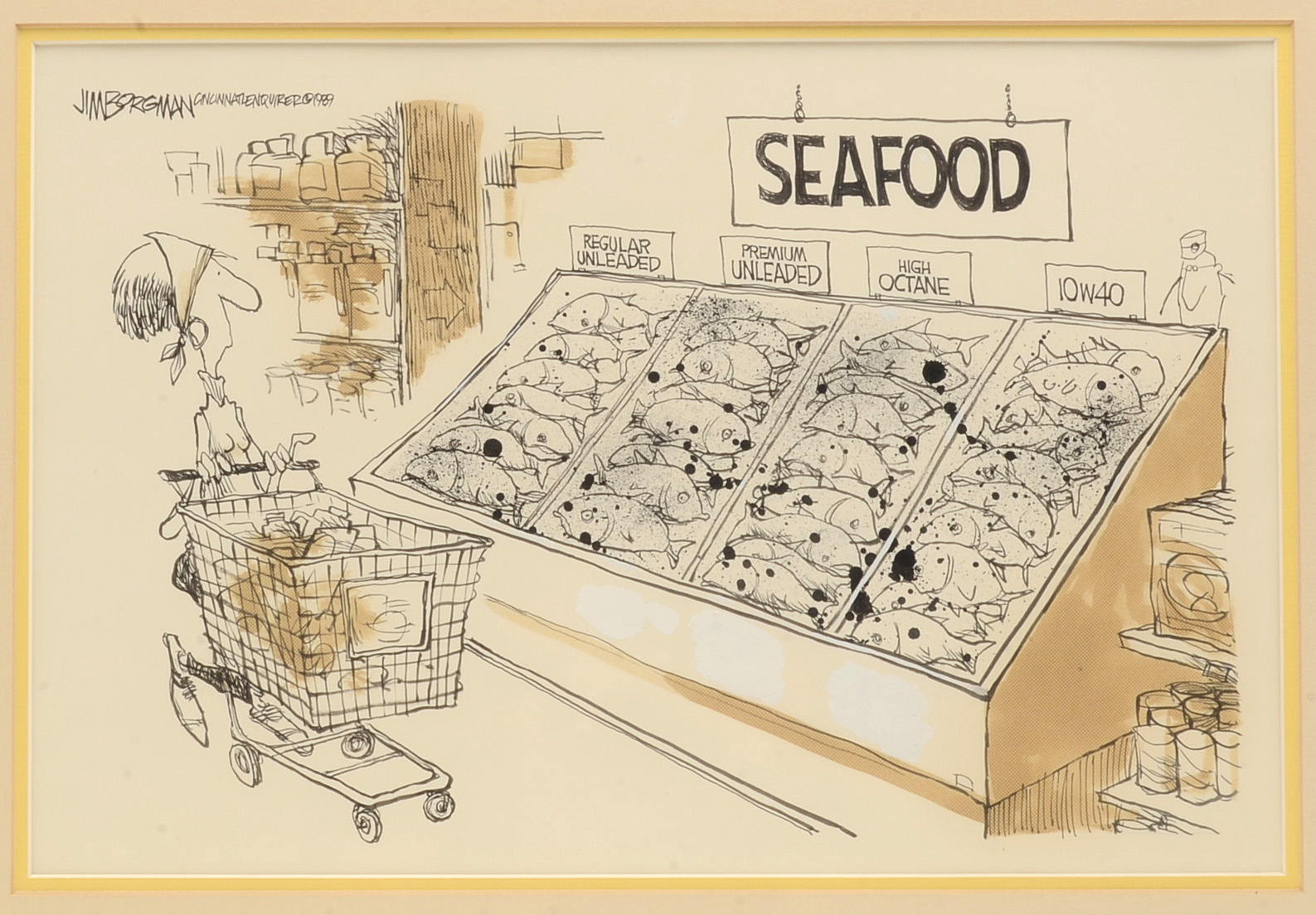 Jim Borgman Original 1989 Ink Cartoon Illustration for Cincinnati Enquirer