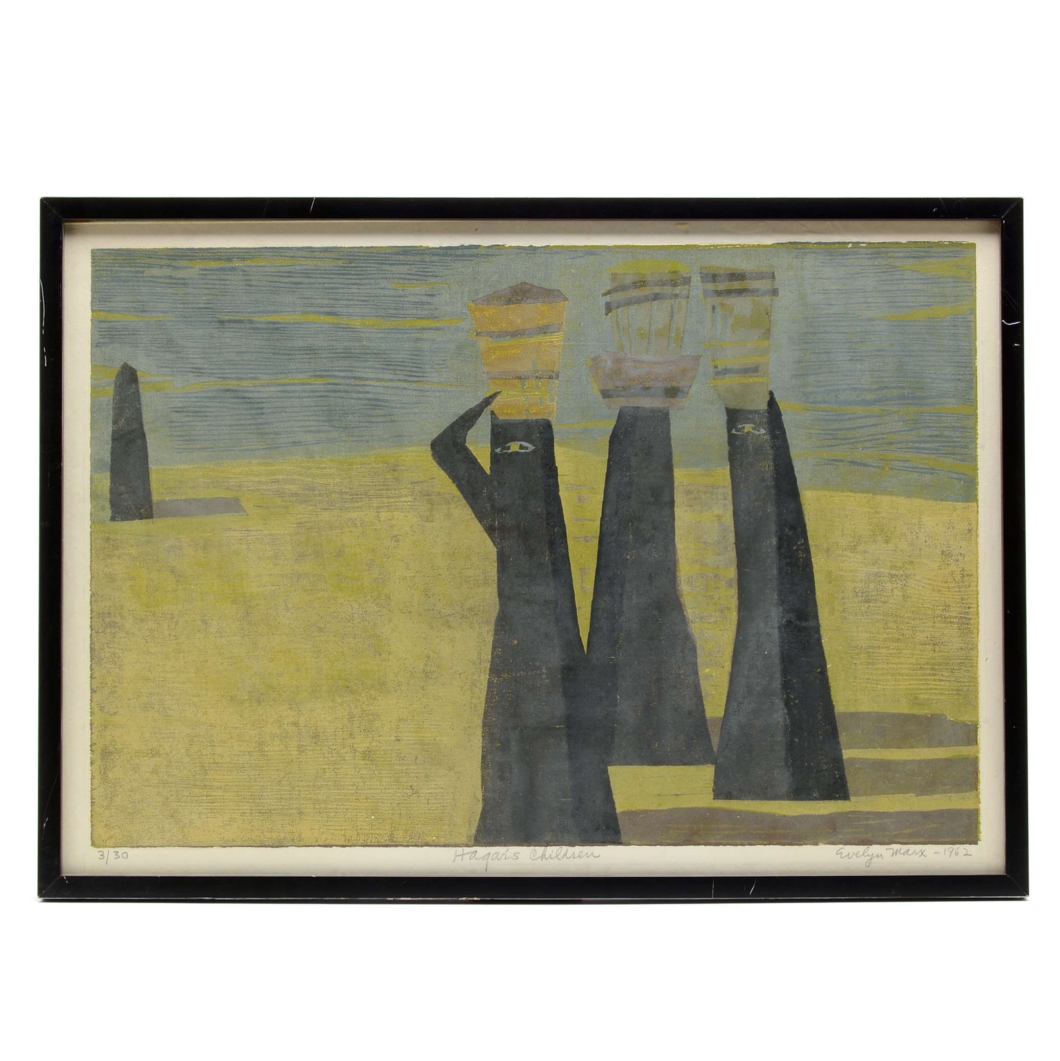 Evelyn Marx 1962 Limited Edition Woodblock "Hagar's Children"