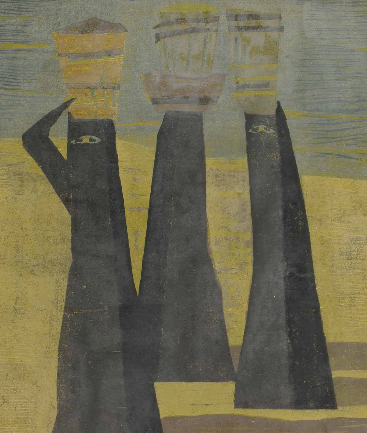 Evelyn Marx 1962 Limited Edition Woodblock "Hagar's Children"