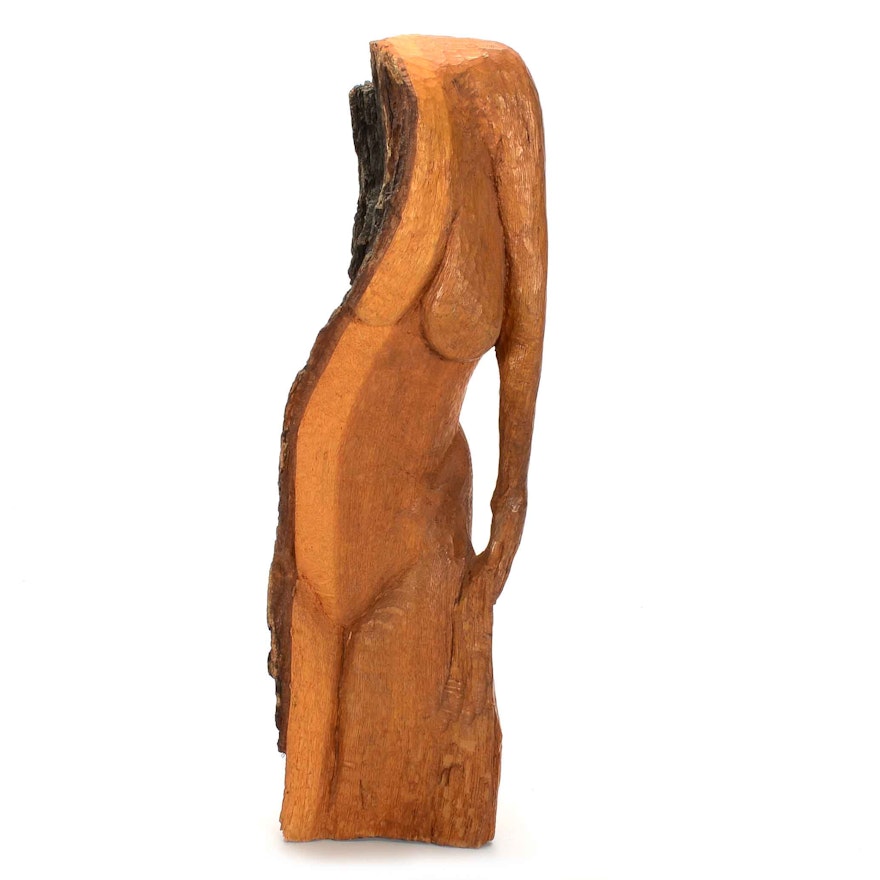 Dan Curtis 1960s Hand-Carved Salvaged Wood Figurative Sculpture