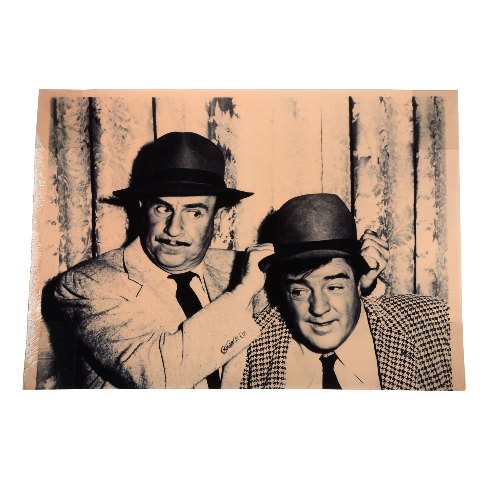 Large-Scale Unframed Black-and-White Photographic Poster of Lou Abbott and Bud Costello