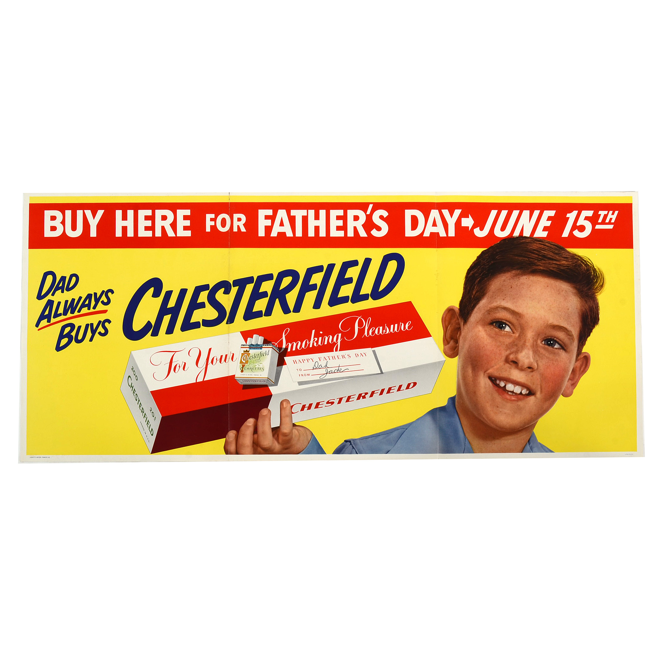Original 1950s Chesterfield Cigarettes Poster Advertisement
