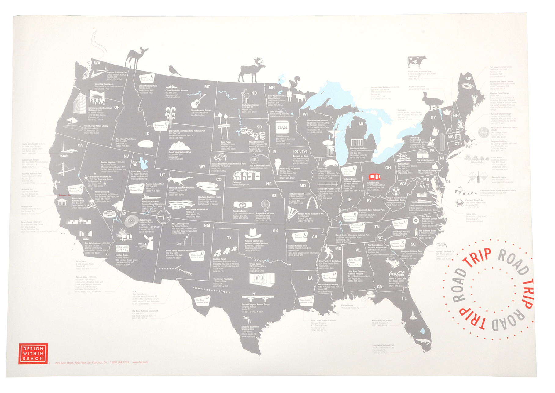 Two Duplicate Contemporary Double-Sided "Road Trip" Posters Created for Design Within Reach