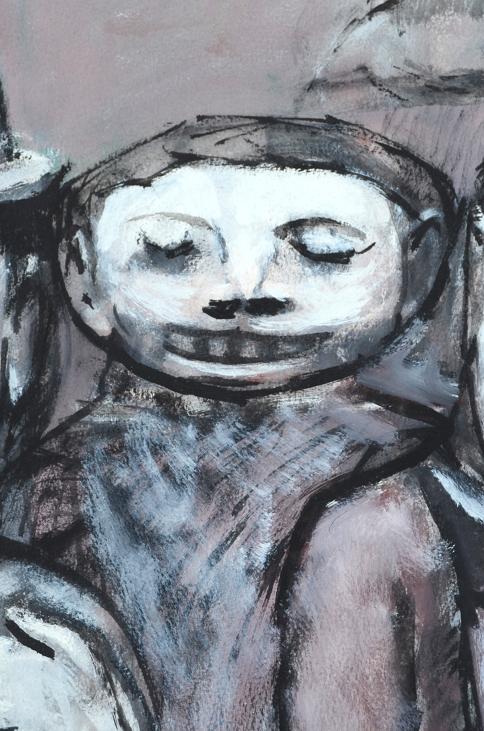 Robert Broderson Original Oil on Paper "Six Figures - Rose, Black & White"