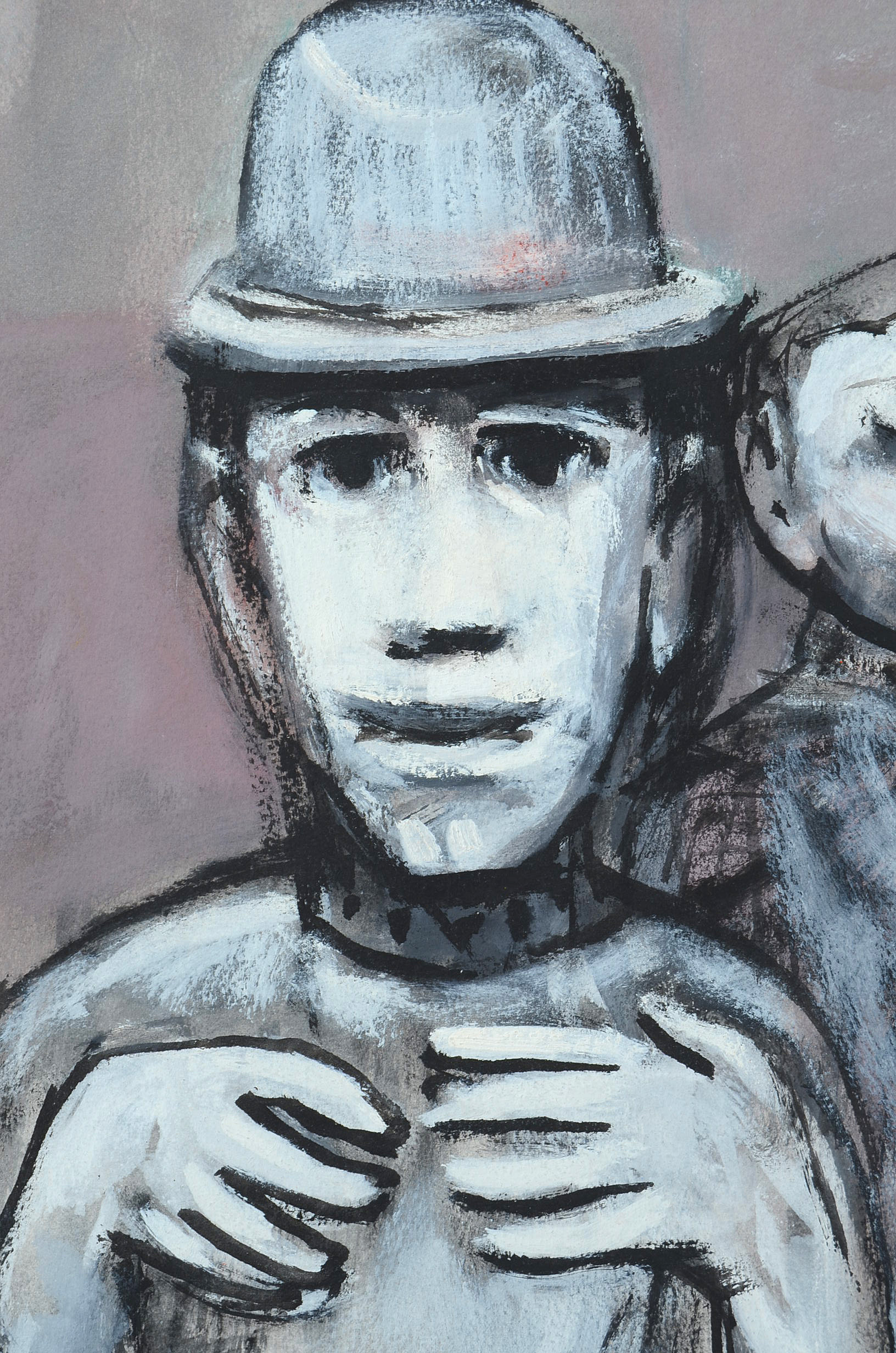 Robert Broderson Original Oil on Paper "Six Figures - Rose, Black & White"