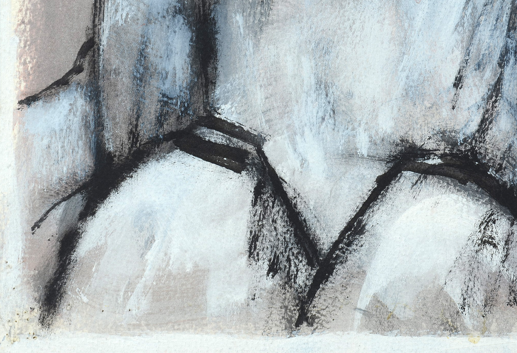 Robert Broderson Original Oil on Paper "Six Figures - Rose, Black & White"