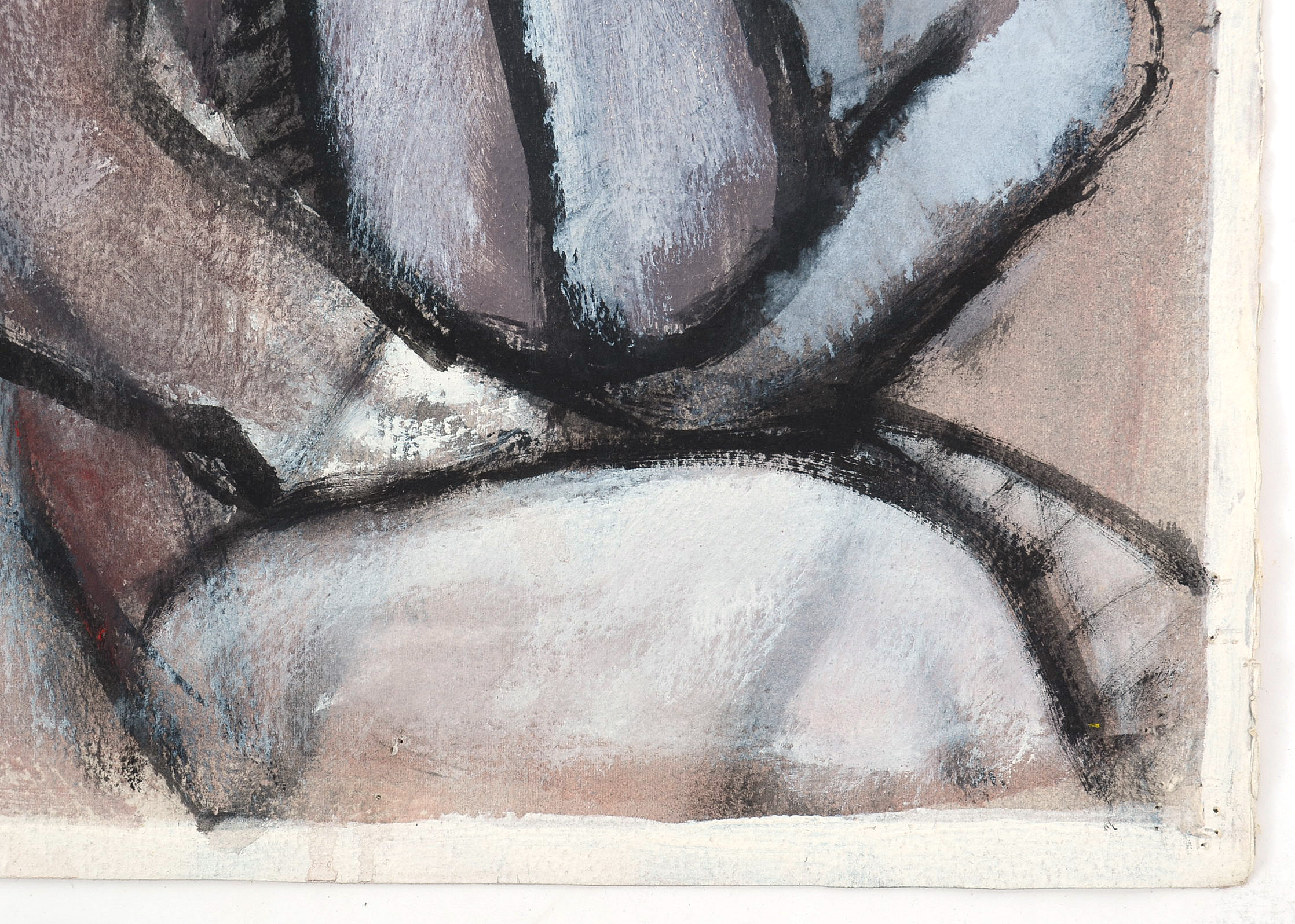 Robert Broderson Original Oil on Paper "Six Figures - Rose, Black & White"