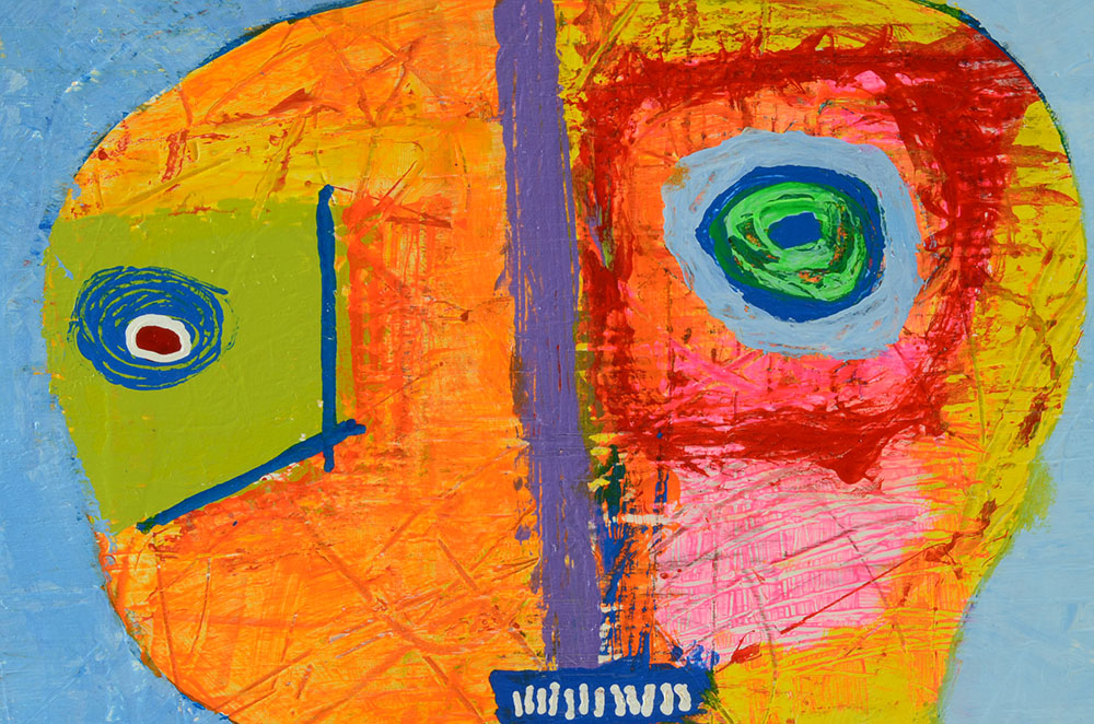 Bob Hoke Original 2015 Outsider Art Acrylic Painting on Plywood "Candy Man"