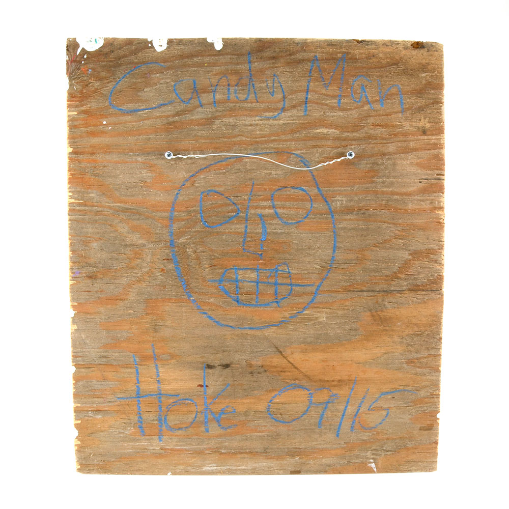 Bob Hoke Original 2015 Outsider Art Acrylic Painting on Plywood "Candy Man"