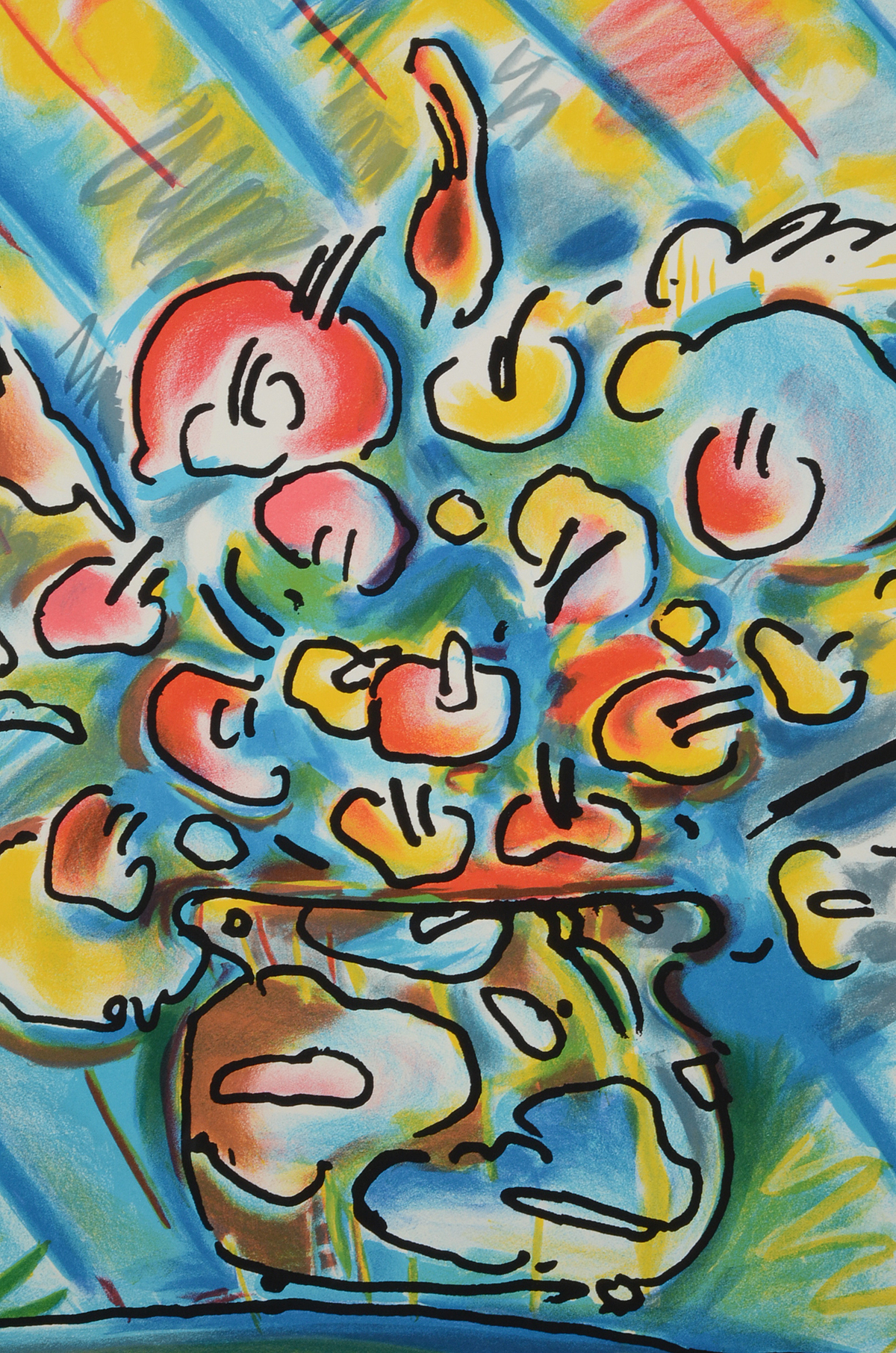 Peter Max Limited Edition Hand-Pulled Lithograph of Flowers