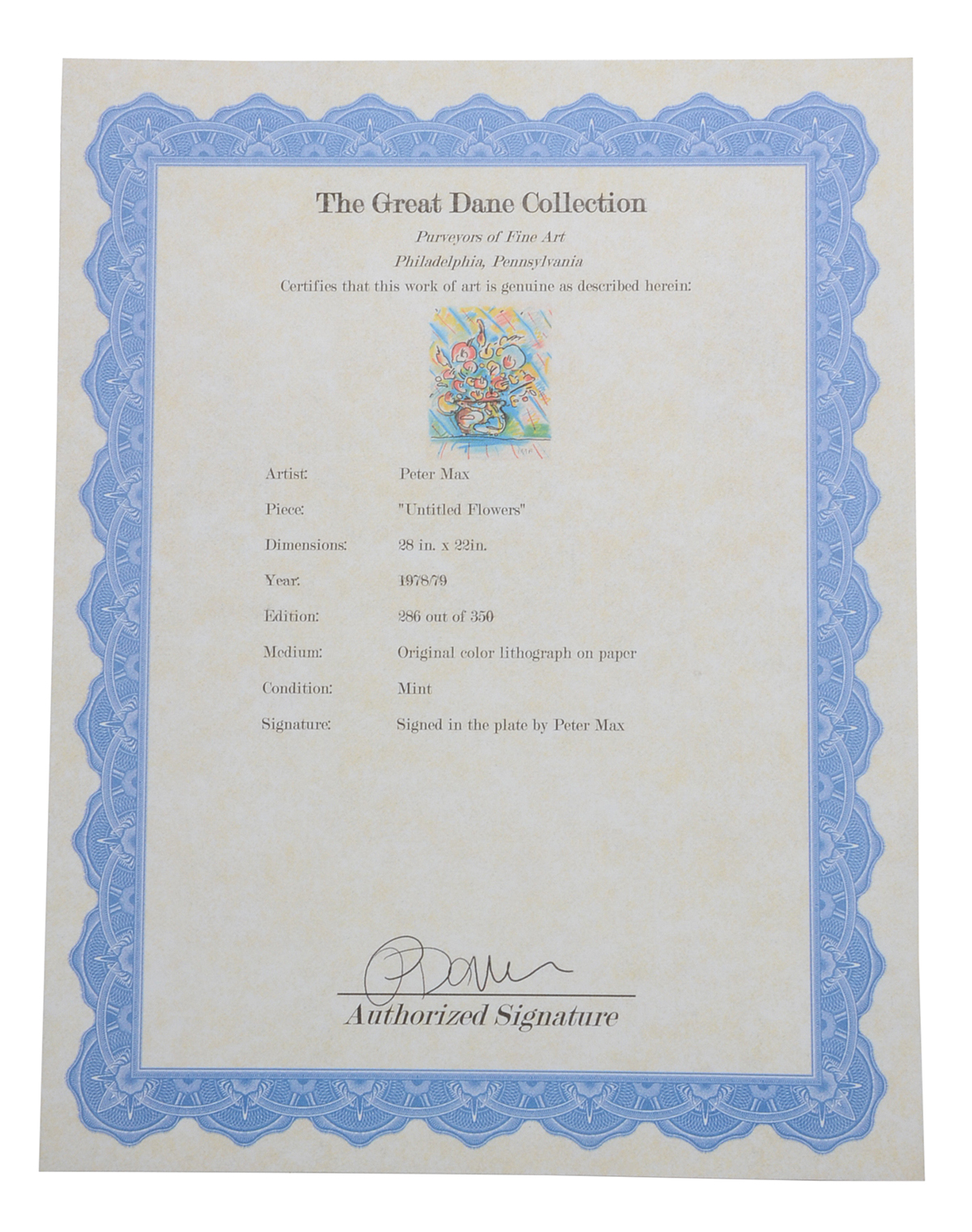 Peter Max Limited Edition Hand-Pulled Lithograph of Flowers