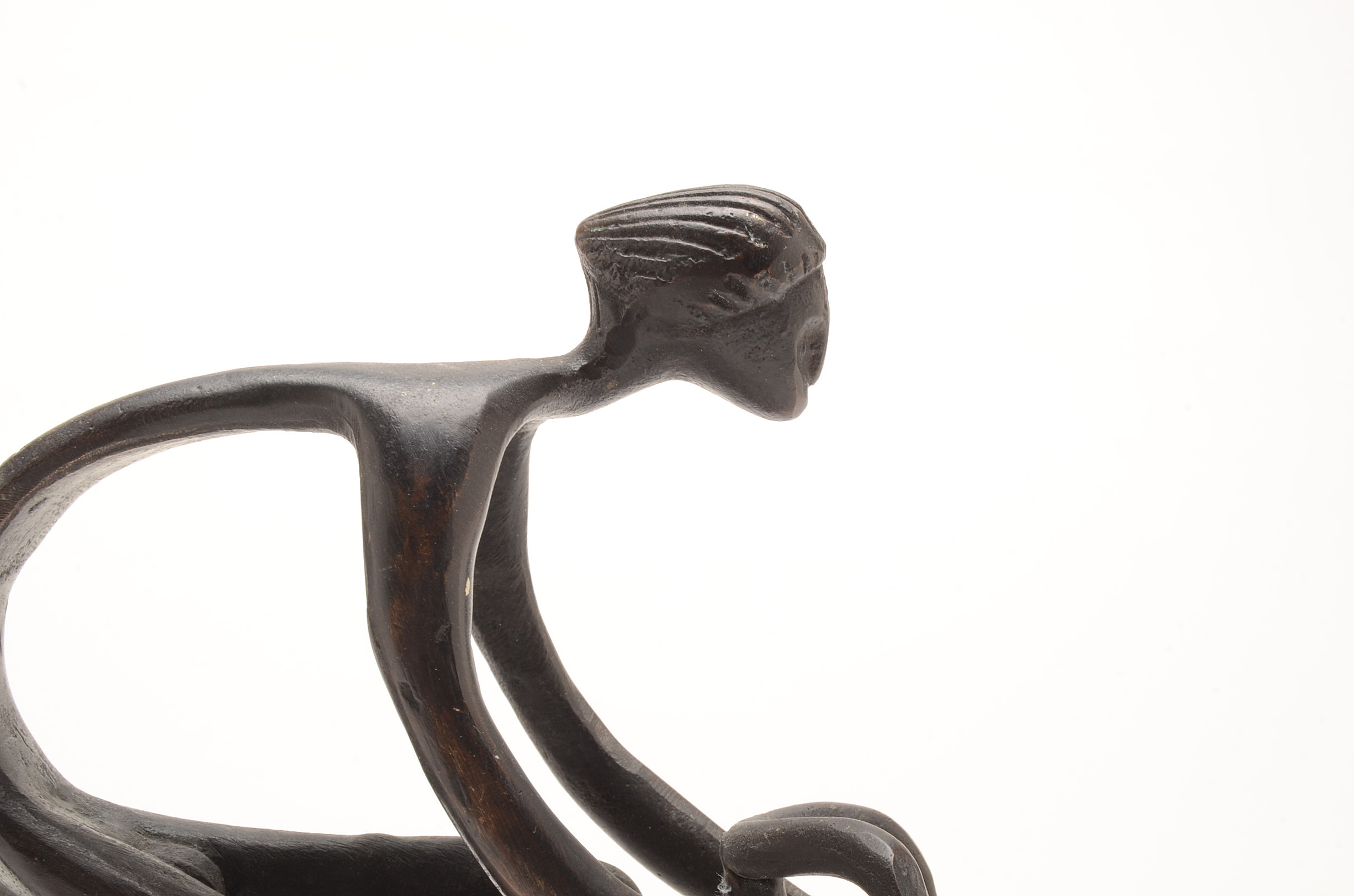 Original Welded Iron Sculpture of Bicyclist