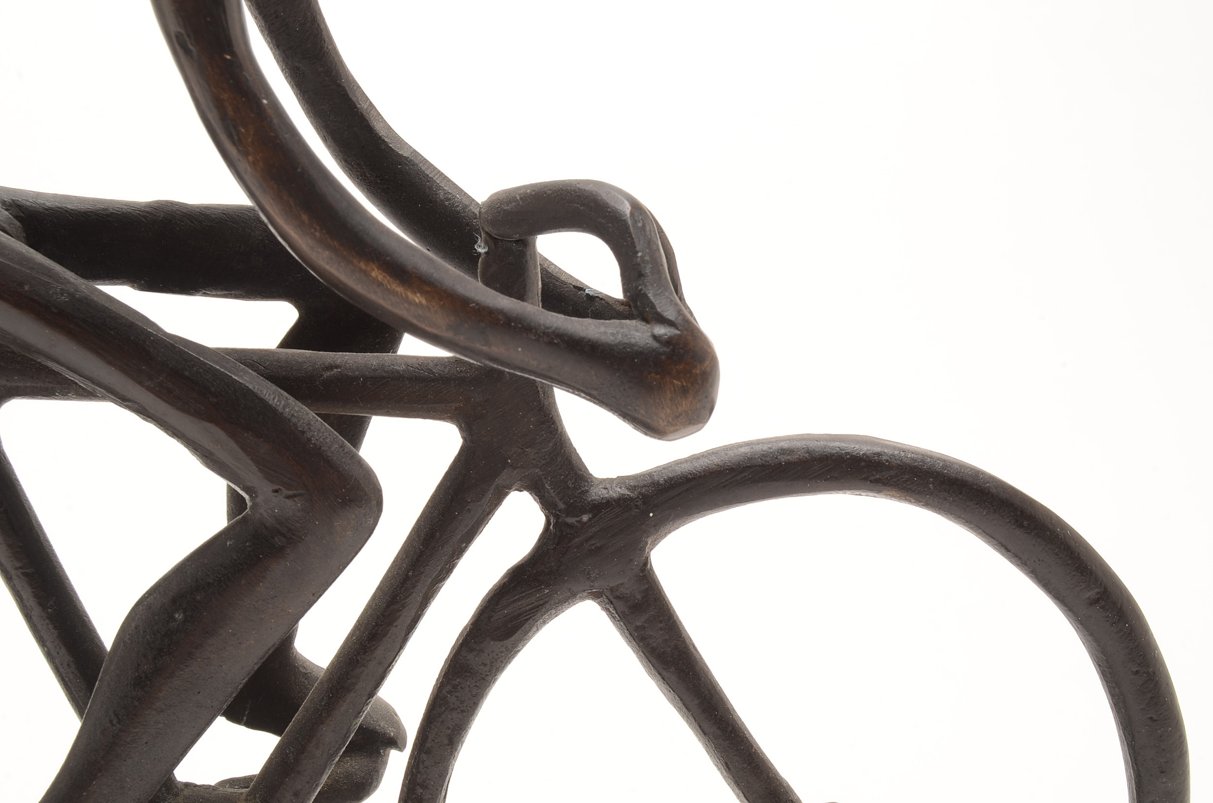 Original Welded Iron Sculpture of Bicyclist