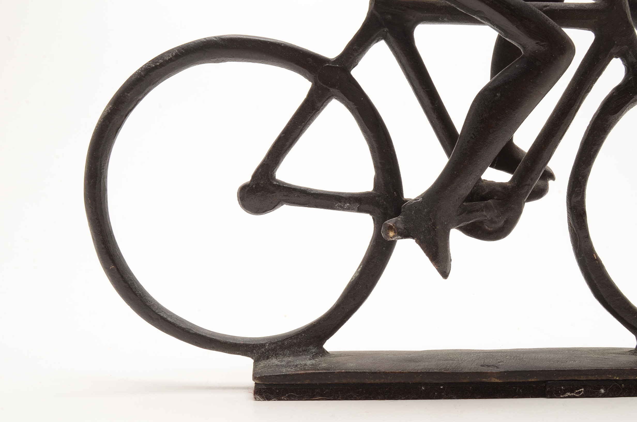 Original Welded Iron Sculpture of Bicyclist