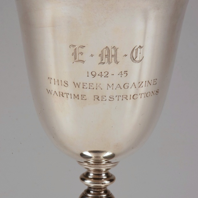 Six Cartier Sterling Silver Engraved Goblets