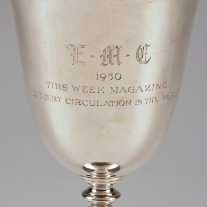 Six Cartier Sterling Silver Engraved Goblets