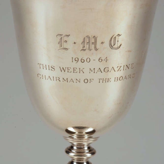 Six Cartier Sterling Silver Engraved Goblets