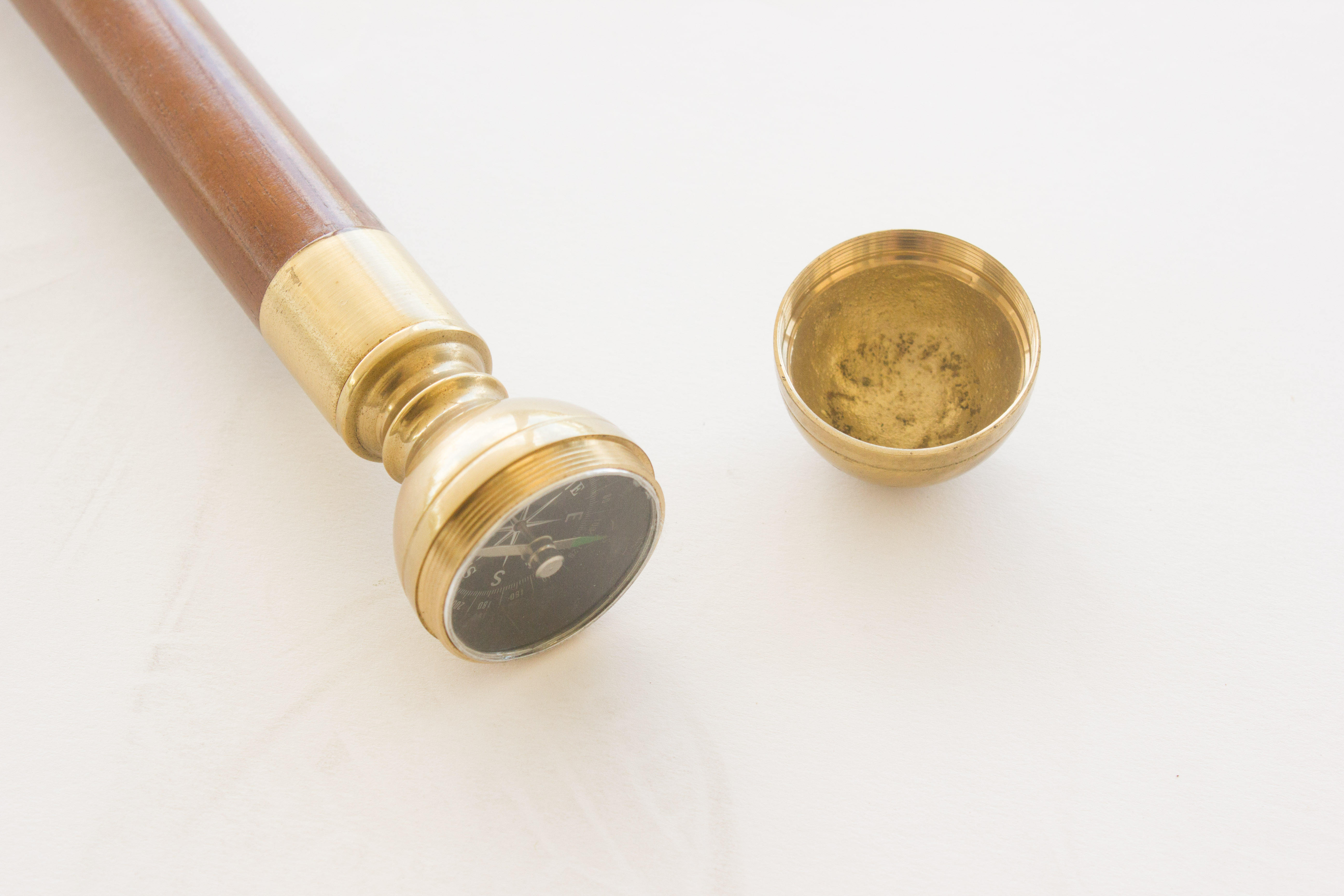 Hidden Compass and Carved Snake Wooden Walking Sticks