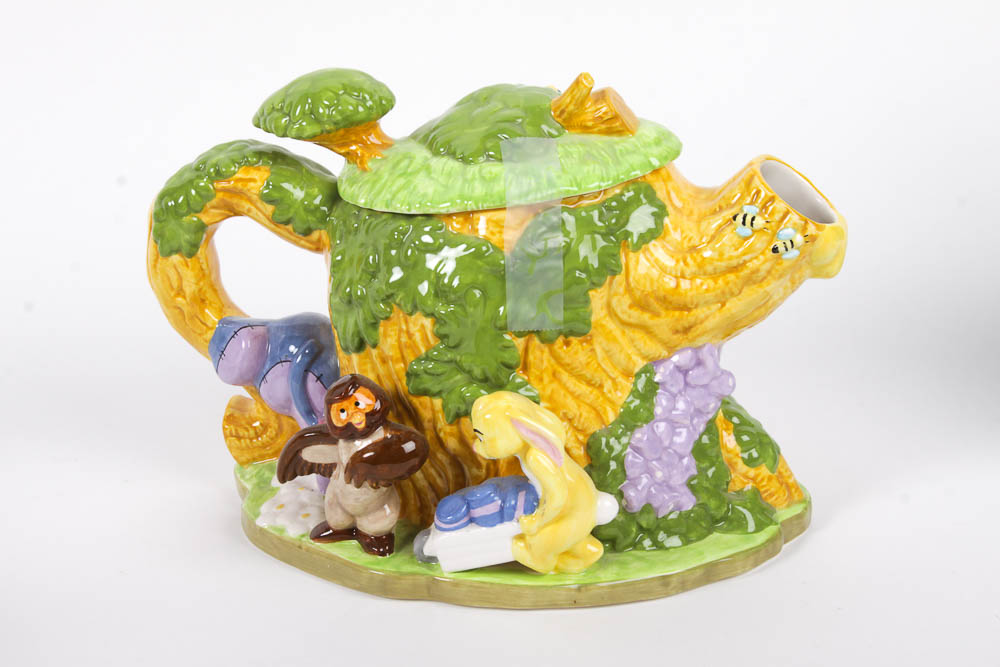 Group of Children's Ceramic Teapots Featuring Disney
