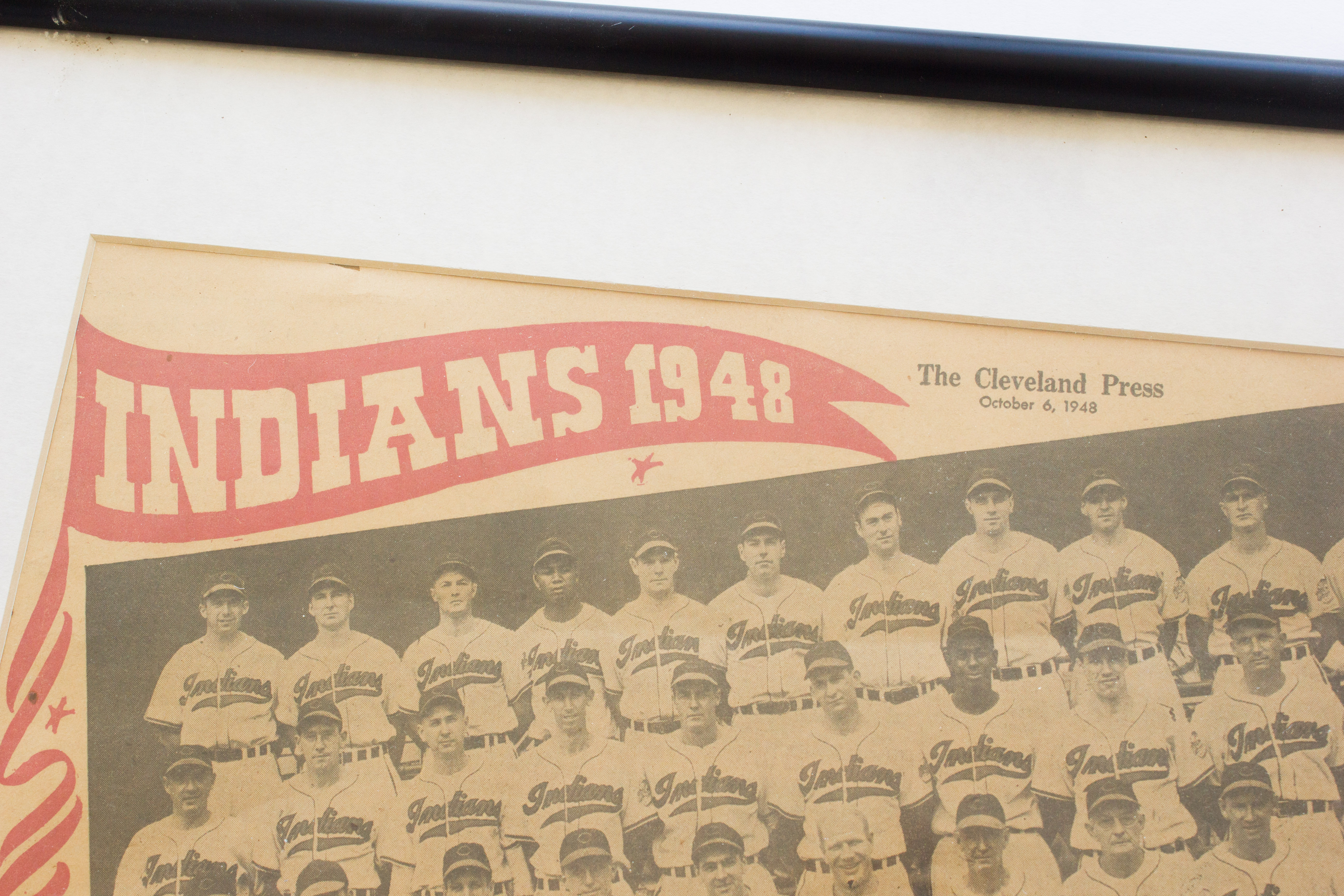 1948 Cleveland Indians Framed Team Photograph from "The Cleveland Press"