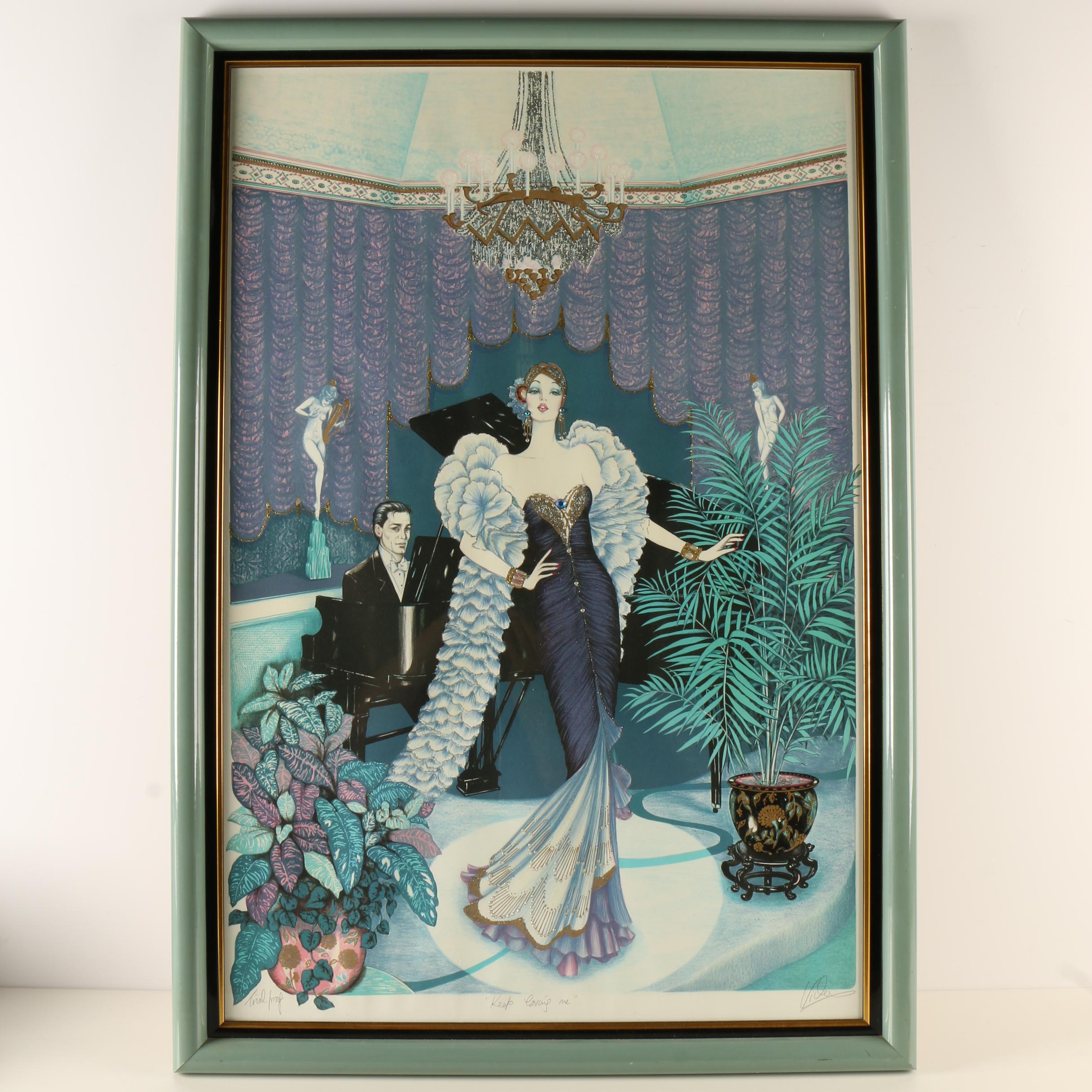 Mary Vickers Embellished Lithograph "Keep Loving Me"