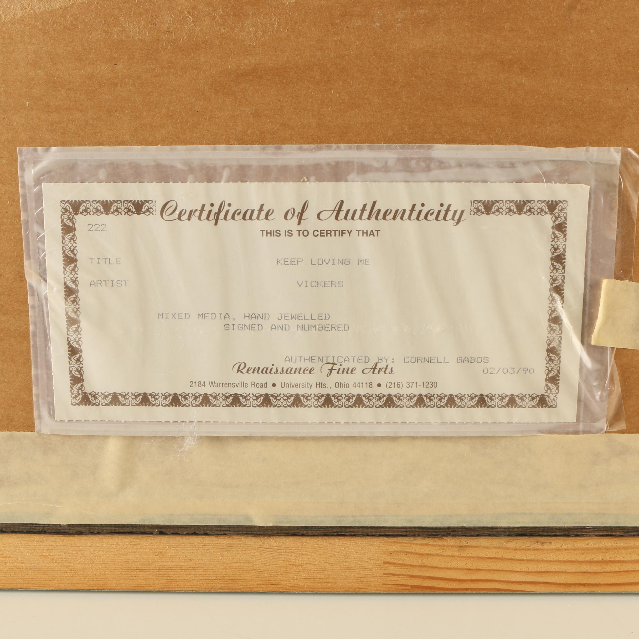 Mary Vickers Embellished Lithograph "Keep Loving Me"