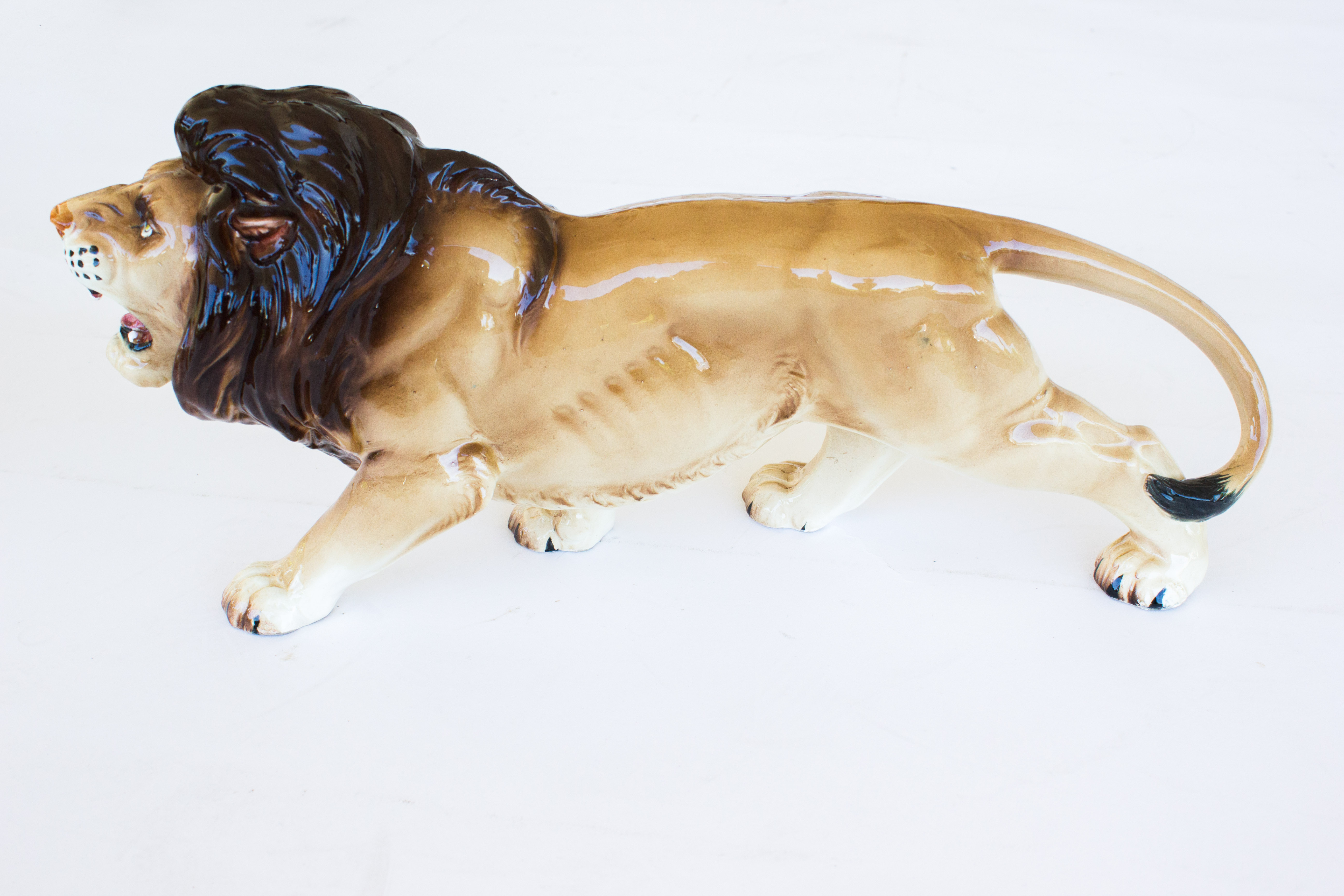 Japanese Ceramic Tiger and Lion Figures