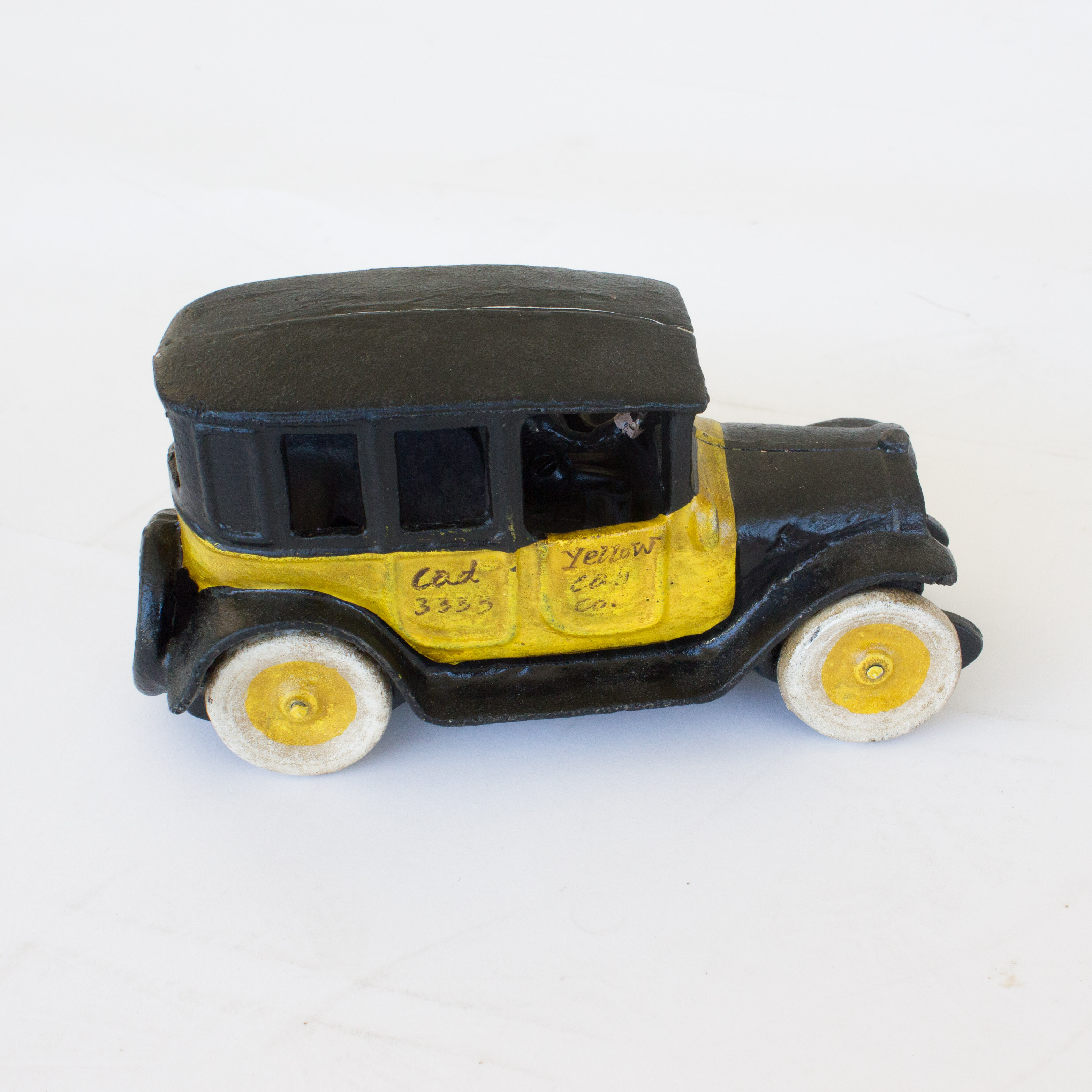 Vintage Cast Iron Yellow Taxi Cab