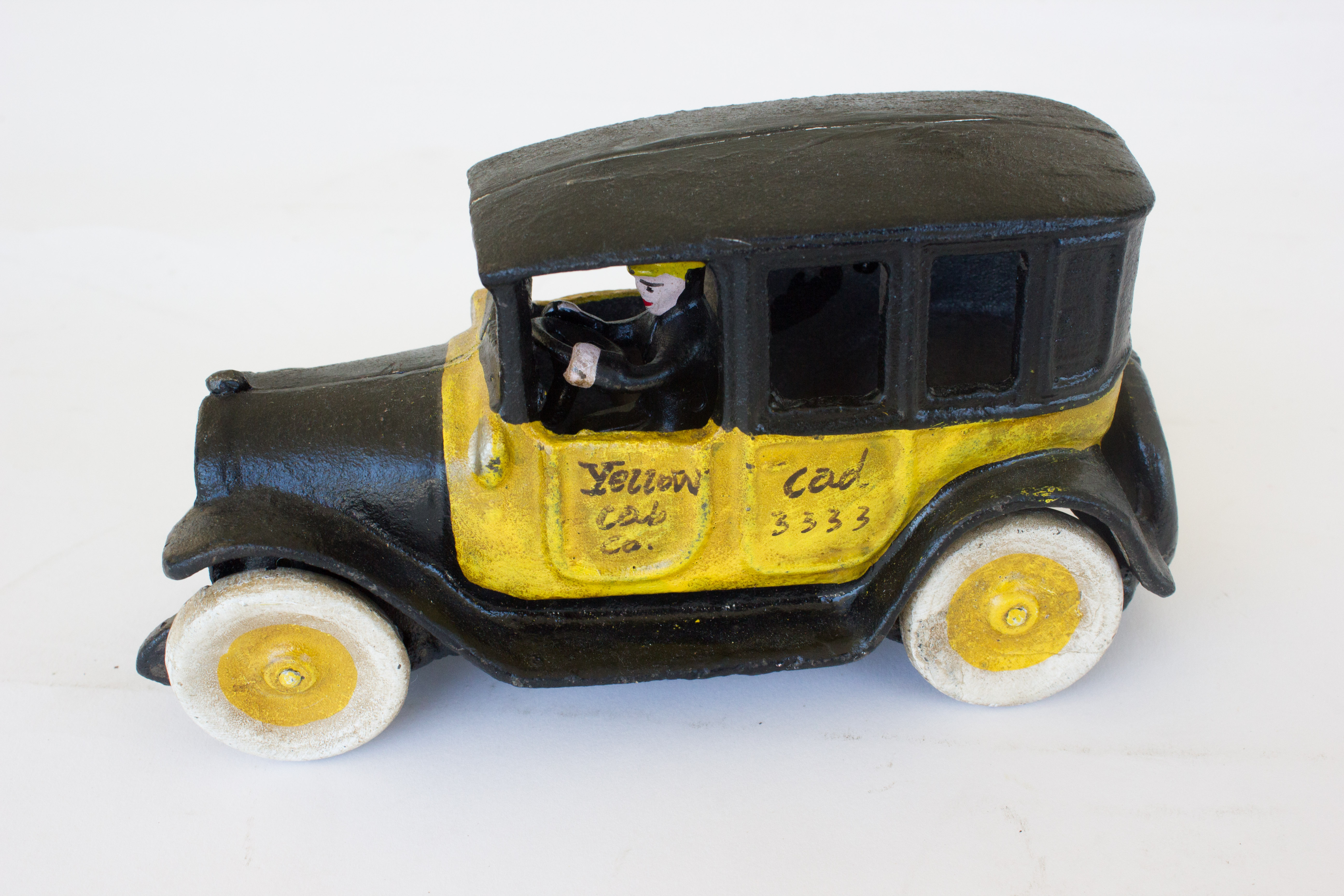 Vintage Cast Iron Yellow Taxi Cab