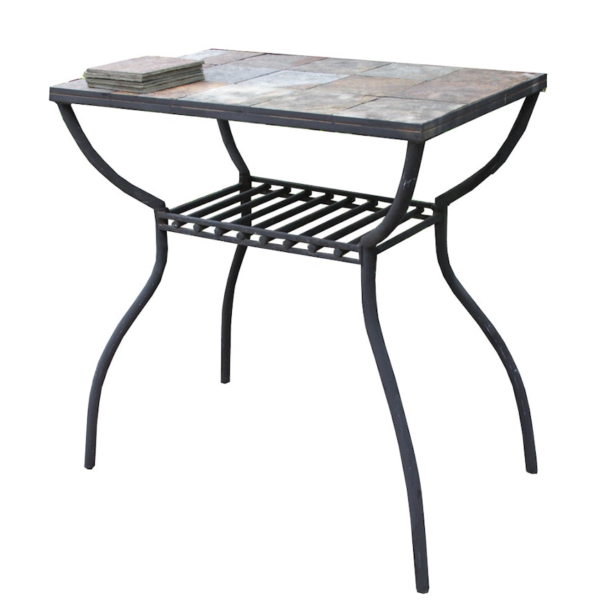 Outdoor Bar Table with Slate Tile Top