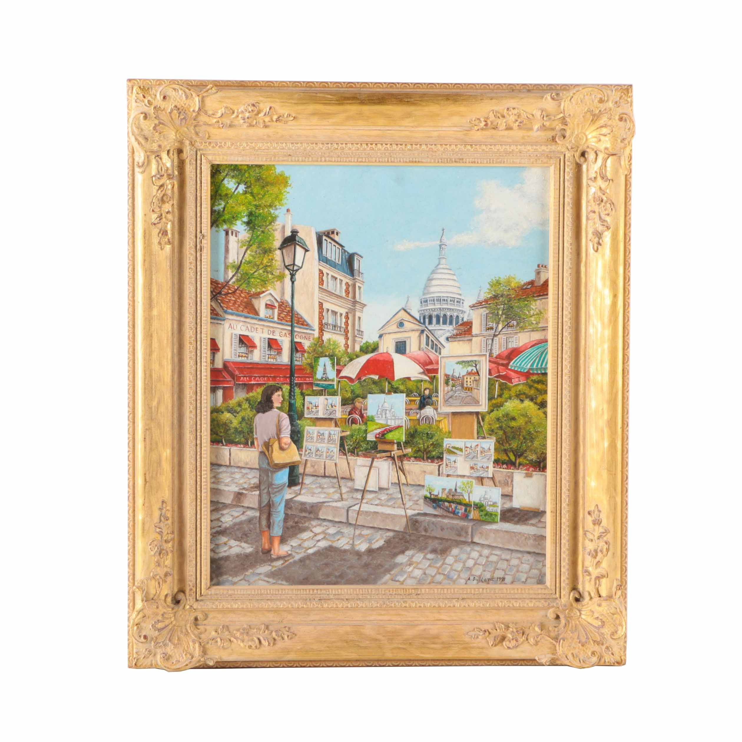 A. Bullara "Place du Tertre" Oil on Canvas