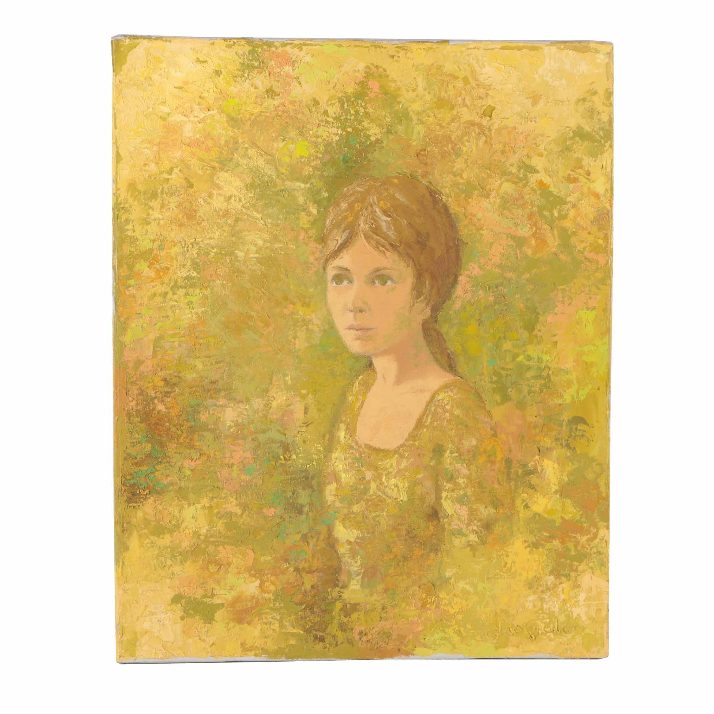 Signed Modernist Oil Painting Of Woman by Peter Schofield